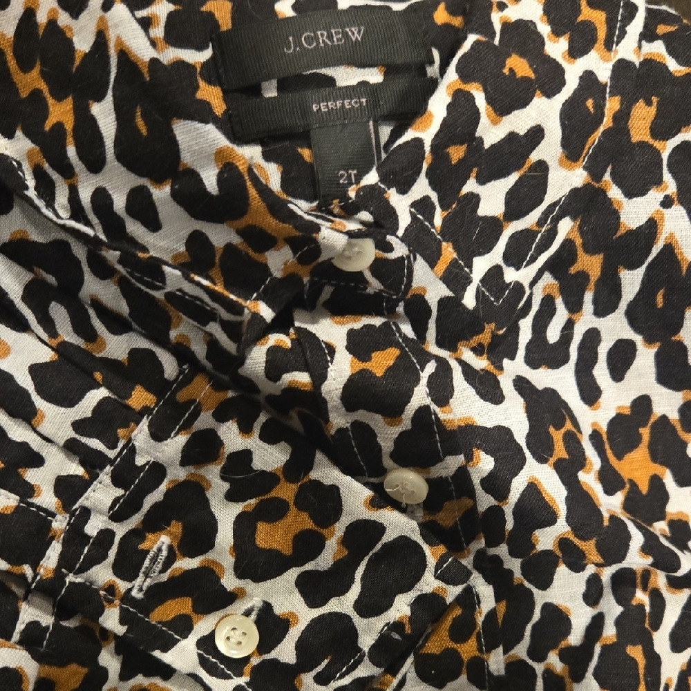 NWOT J. Crew Women's Leopard Print Button Down Shirt - Black, Brown, White
